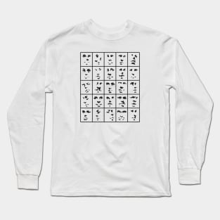 Shadow Shapes of Faces in a Grid Long Sleeve T-Shirt